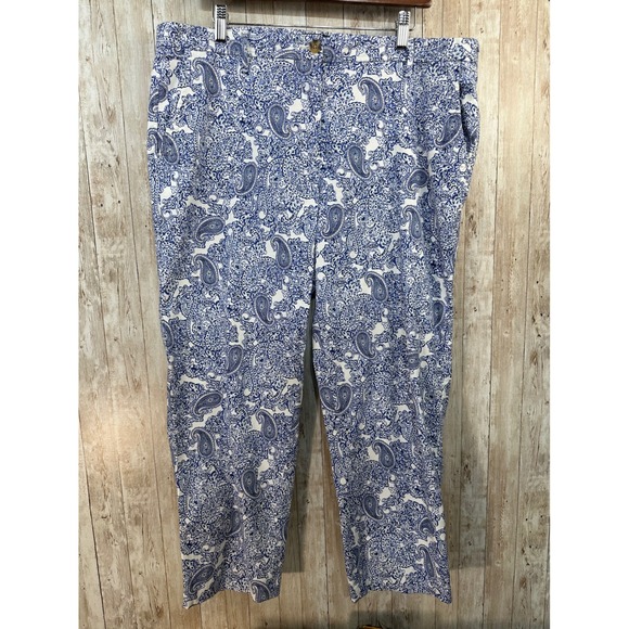 Talbots Pants - Talbots Relaxed Chino Pants Women's 14 Blue White Paisley Print Casual vacation